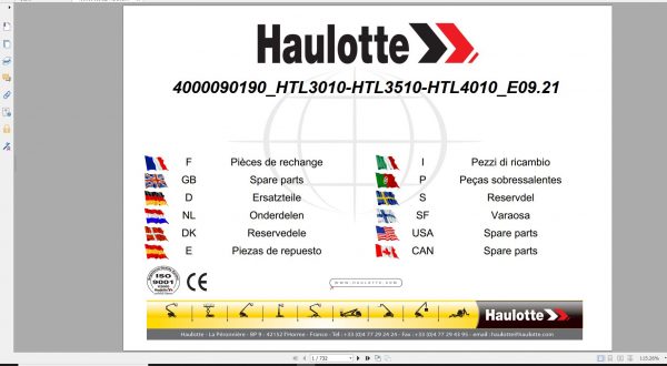 Haulotte Telescopic Booms HTL3010 HTL3510 HTL4010 Spare parts catalog 09.2021 EN FR 4000090190 1