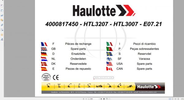 Haulotte Telescopic Booms HTL3207 HTL3007 Spare Parts Catalog 07.2021 EN DE 1