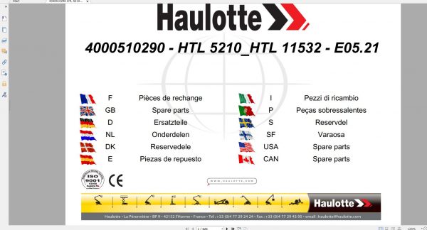 Haulotte Telescopic Booms HTL5210 HTL11532 Spare Parts Catalog 06.2021 EN DE 1