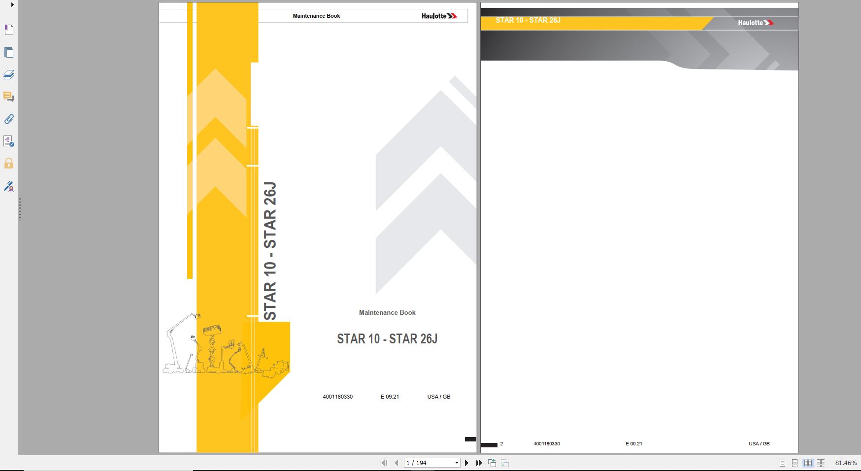 Haulotte Vertical Masts STAR 10 AE STAR 26J AE Maintenance Book 09.2021 EN 1