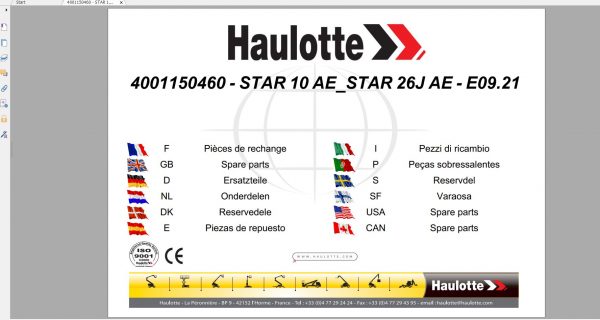 Haulotte Vertical Masts STAR 10 AE STAR 26J AE Spare Parts Catalog 09.2021 EN FR 4001150460 2
