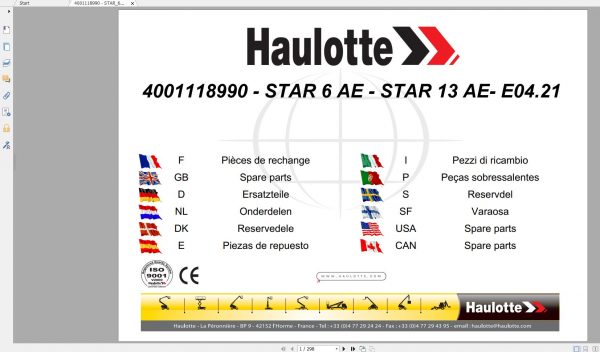Haulotte Vertical Masts STAR 6 AE STAR 13 AE Spare Parts Catalog 04.2021 EN DE 1