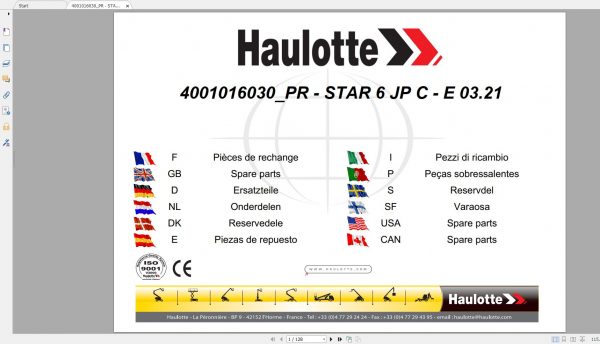 Haulotte Vertical Masts STAR 6 JP C Spare Parts Catalog 03.2021 EN DE 1