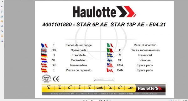 Haulotte Vertical Masts STAR 6P AE STAR 13P AE Spare Parts Catalog 04.2021 EN DE 1