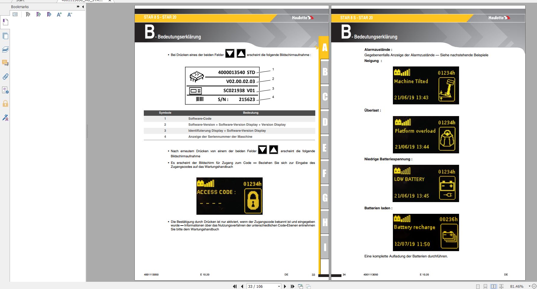 Haulotte Vertical Masts STAR 8S AC STAR 20 AC Operator Manual 10.2020 DE 2