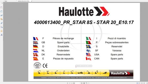 Haulotte Vertical Masts STAR 8S AC STAR 20 AC Spare Parts Catalog 10.2017 EN DE 1
