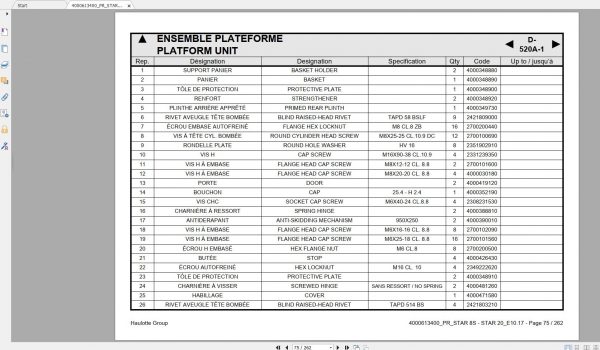 Haulotte Vertical Masts STAR 8S AC STAR 20 AC Spare Parts Catalog 10.2017 EN DE 2