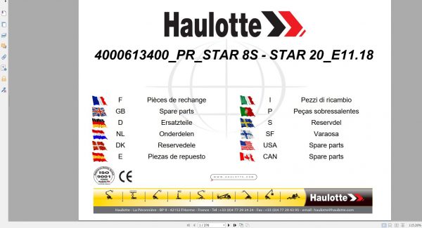 Haulotte Vertical Masts STAR 8S AC STAR 20 AC Spare Parts Catalog 11.2018 EN DE 1