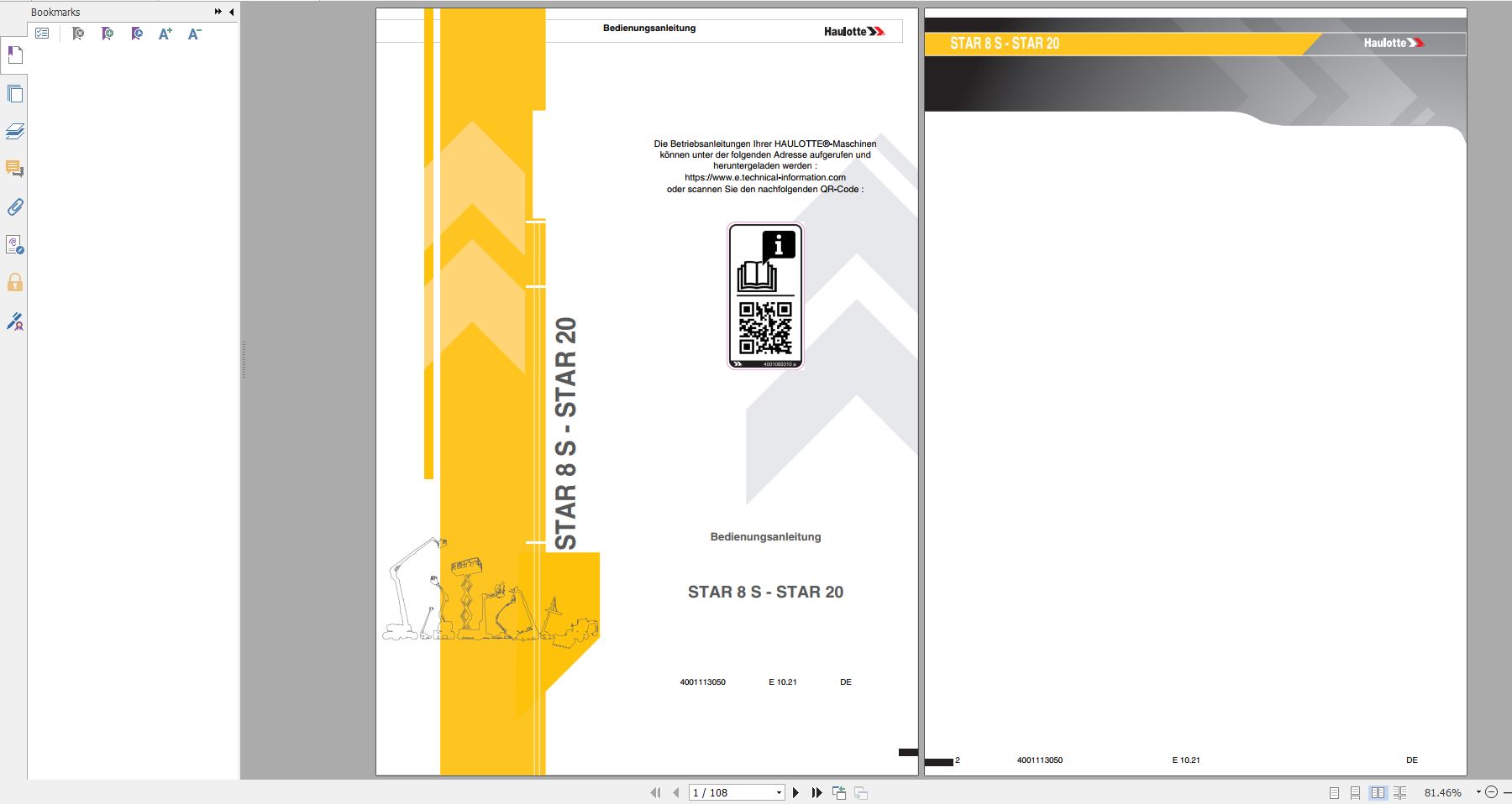 Haulotte Vertical Masts STAR 8S AE STAR 20 AE Operator Manual 10.2021 DE 1