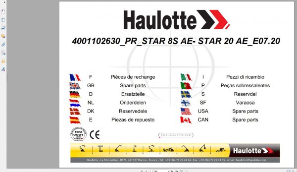 Haulotte Vertical Masts STAR 8S AE STAR 20 AE Spare Parts Catalog 07.2020 EN DE 1