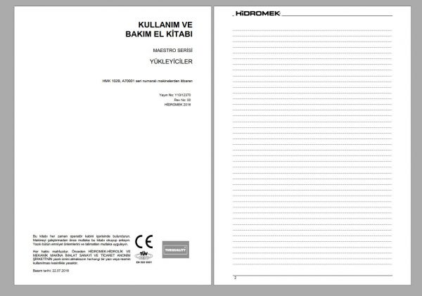 Hidromek Machinery 2021 PDF Operation and Maintenance Manual 2