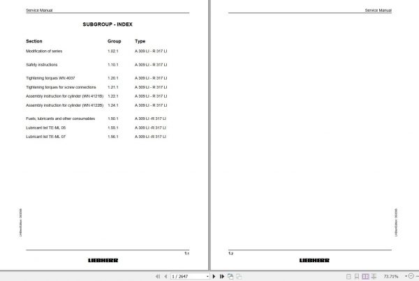 Liebherr A 309 LI R 317 LI Service Manual 1