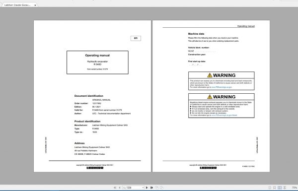 Liebherr Mining Excavator 13.08GB PDF Updated 04.2021 Operating Manual DVD 3
