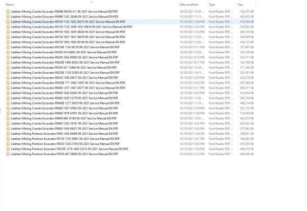 Liebherr Mining Excavators 76.3Gb PDF Updated 10.2021 Service Manuals DVD 1