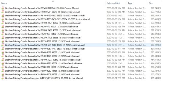 Liebherr Mining Excavators PDF Updated 2021 12.2020 Service Manual DVD 1