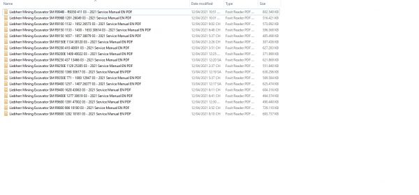 Liebherr Mining Excavators Updated 04.2021 Service Manuals PDF DVD 1