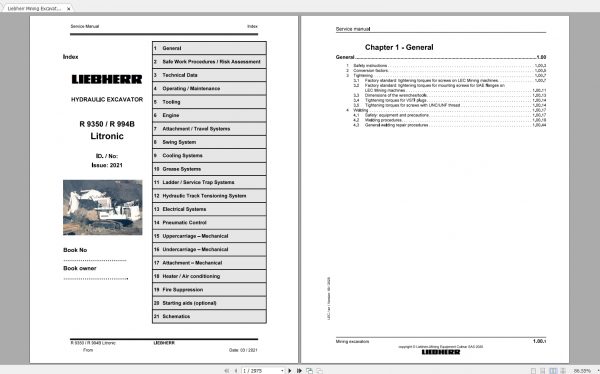 Liebherr Mining Excavators Updated 04.2021 Service Manuals PDF DVD 2