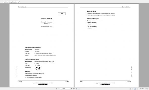 Liebherr Mining Excavators Updated 04.2021 Service Manuals PDF DVD 3