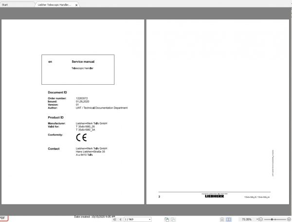 Liebherr Telescopic Handler Tier Updated 102020 Full Service Manuals 3