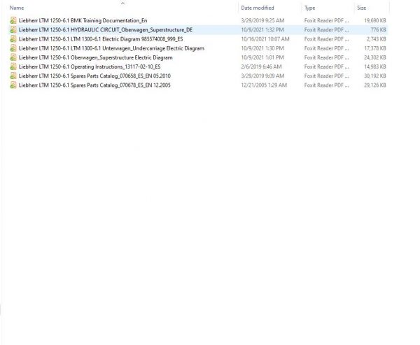 Liehberr Mobile Crane LTM 1250 6.1 Operating Instruction Spares Parts Catalog Schematic Diagram 1