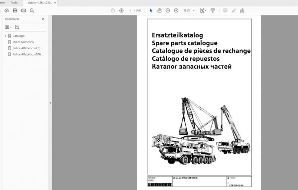 Liehberr Mobile Crane LTM 1250 6.1 Operating Instruction Spares Parts Catalog Schematic Diagram 13