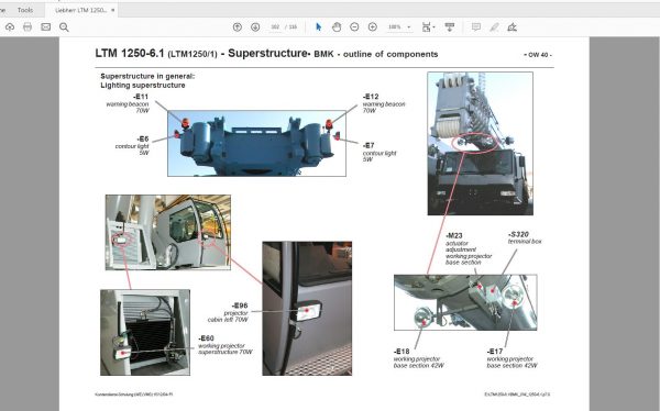 Liehberr Mobile Crane LTM 1250 6.1 Operating Instruction Spares Parts Catalog Schematic Diagram 15
