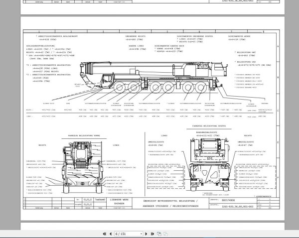 Liehberr Mobile Crane LTM 1250 6.1 Operating Instruction Spares Parts Catalog Schematic Diagram 6