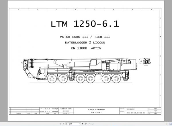 Liehberr Mobile Crane LTM 1250 6.1 Operating Instruction Spares Parts Catalog Schematic Diagram 8