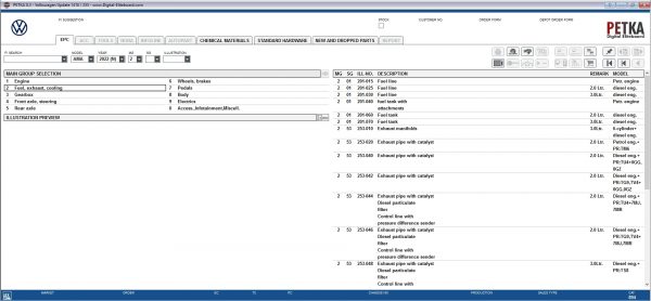 PETKA 8.3 Volkswagen Seat Skoda Audi Commercial Vehicles Porsche 09.2021 Spare Parts Catalog DVD 3