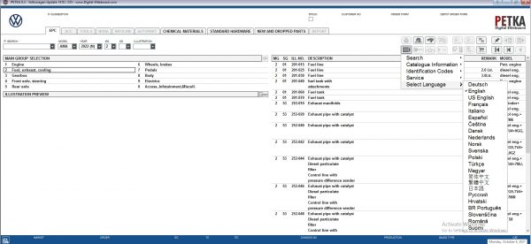 PETKA 8.3 Volkswagen Seat Skoda Audi Commercial Vehicles Porsche 09.2021 Spare Parts Catalog DVD 5