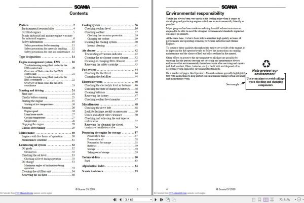 Scania Industrial Engine DI12DC12 Operators Manual 2009 2