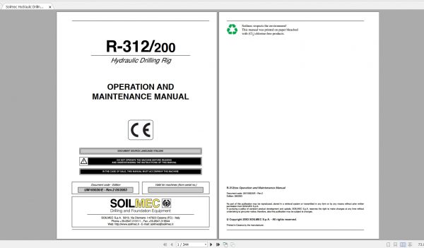 Soilmec Hydraulic Drilling Rig 4.01GB PDF Service and Part Manual DVD 9