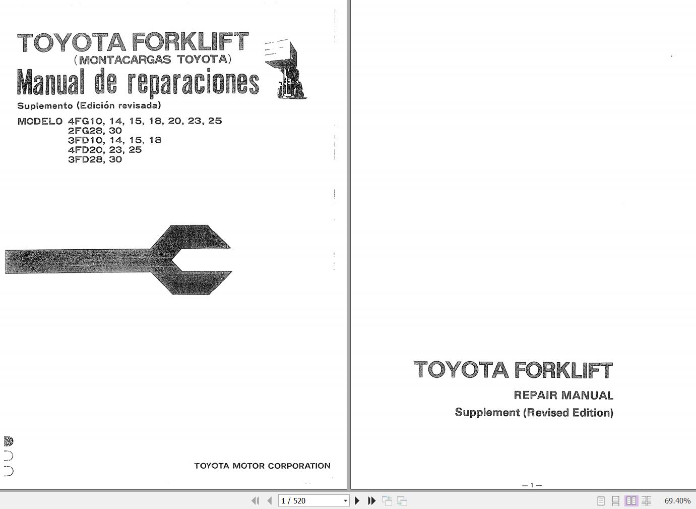 Toyota Forklift 2FG28 303FD10 183FD28 304FD20 25 Repair Manual S5176 ESEN 1