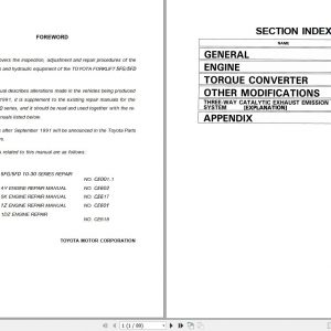 Toyota Forklift 5FG10 30 5FD10 30 Repair Manual CE001 1 1
