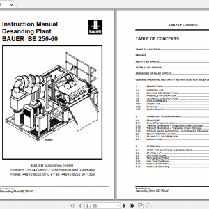 BAUER BE 250 60 Instruction Manual Spare Part List Schematics Additional Document 1