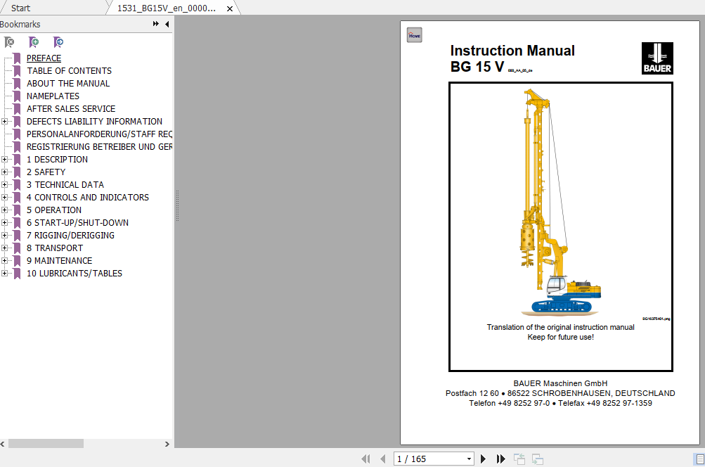BAUER BG15V 1531 Instruction Manual Spare Part List Schematics Additional Document 1