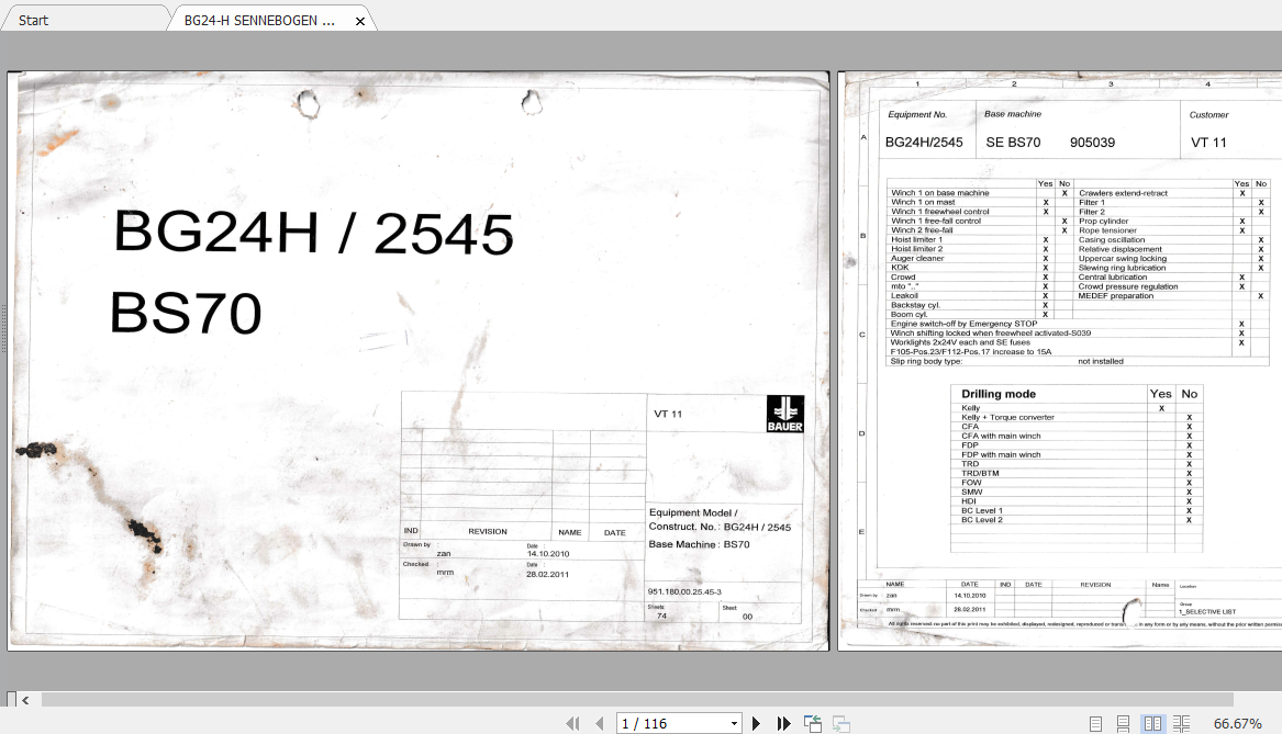 BAUER BG24H 2545 Electrical Hydraulic Schematics 1