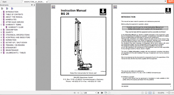 BAUER BG28 987 Instruction Manual Spare Part List Schematics Additional Document