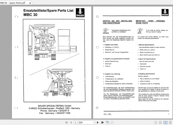 BAUER MBC30 007 Instruction Manual Spare Part List Schematics Additional Document 2