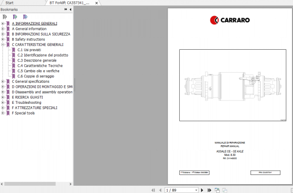 BT Electric Forklift C4E 250 350 V Maintenance Service Manual Diagram 2