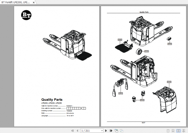 BT Forklift LPE200 LPE220 LPE250 LPE340BE Repair Manual Quality Parts 3