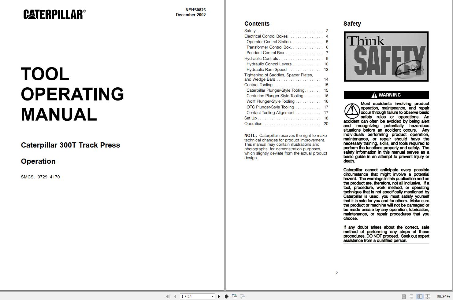 CAT 300 to 375T Tool Operating Manual 2