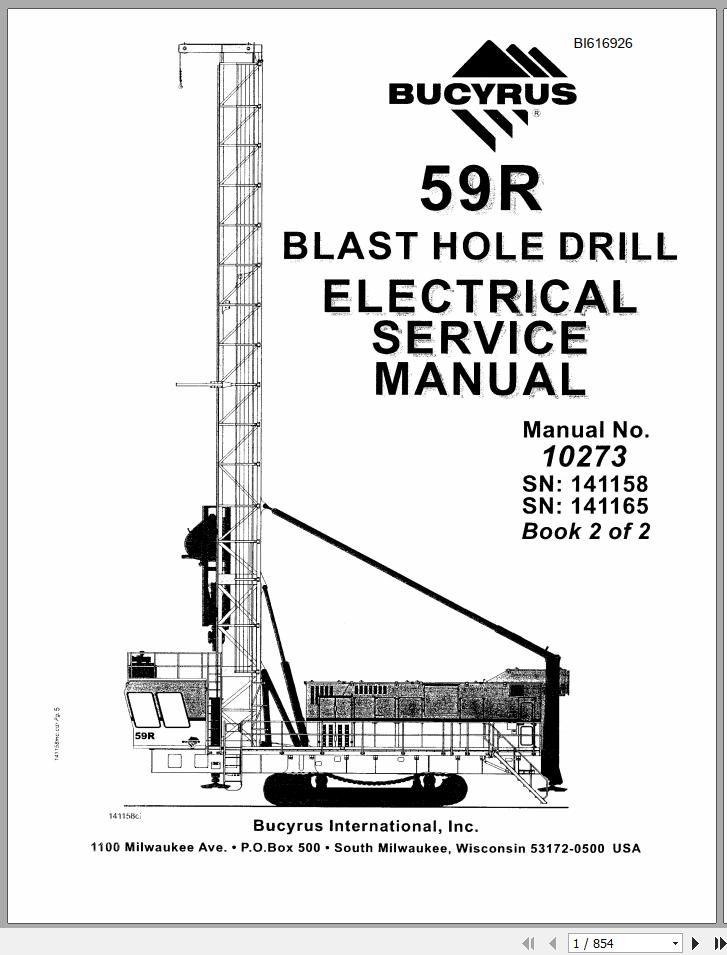 CAT Blast Hole Drill 59R 141158 141165 Electrical Service Manual BI616926 1