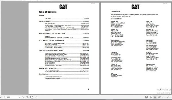 CAT Conveyor System BC100 Belt System 397872 Marianna Deep Mine Parts Service Manual BI016355 2012 2