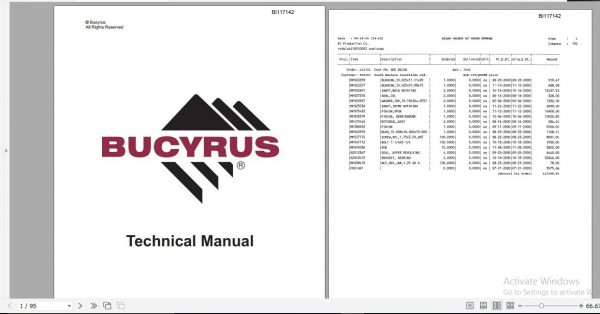 CAT Dragline 7800 22386 Service Manual BI117142 1960 1