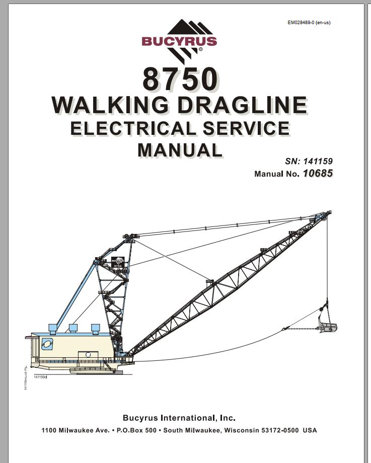 CAT Dragline 8750 141159 JKZ41159 Electrical Service Manual 10685 BI620772 2
