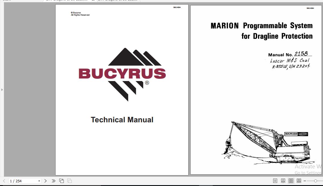 CAT Dragline 8750 23204 Walking Dragline Marion Programmable System Service Manual 1