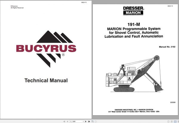 CAT Electric Rope Shovel 191M 23328 Technical Manual 2162 BI624115 1988 1