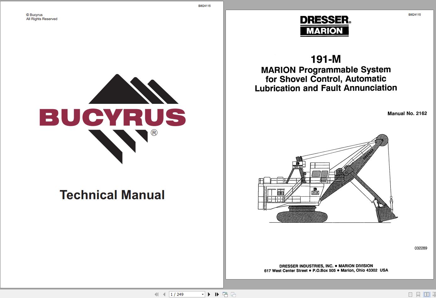 CAT Electric Rope Shovel 191M 23328 Technical Manual 2162 BI624115 1988 1