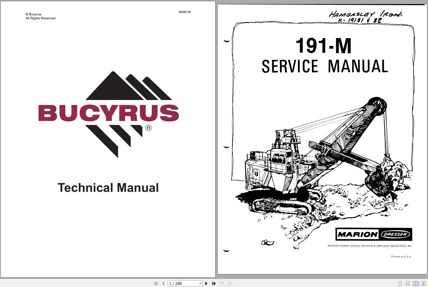 CAT Electric Rope Shovel 191M MP19131 MP19132 Bucyrus Service Manual BI006126 1